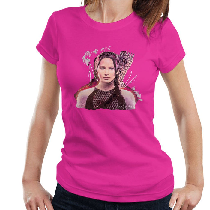Sidney Maurer Original Portrait Of Jennifer Lawrence Hunger Games Womens T-Shirt - Womens T-Shirt