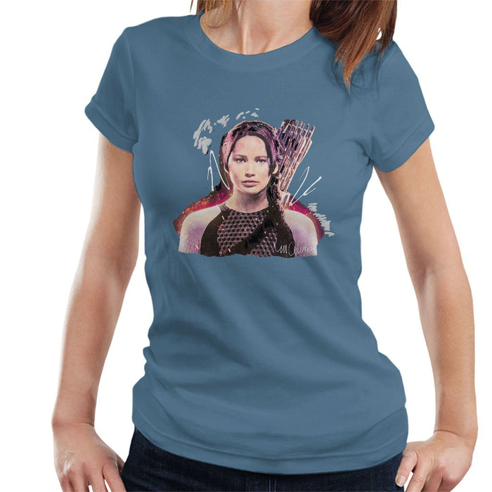 Sidney Maurer Original Portrait Of Jennifer Lawrence Hunger Games Womens T-Shirt - Womens T-Shirt