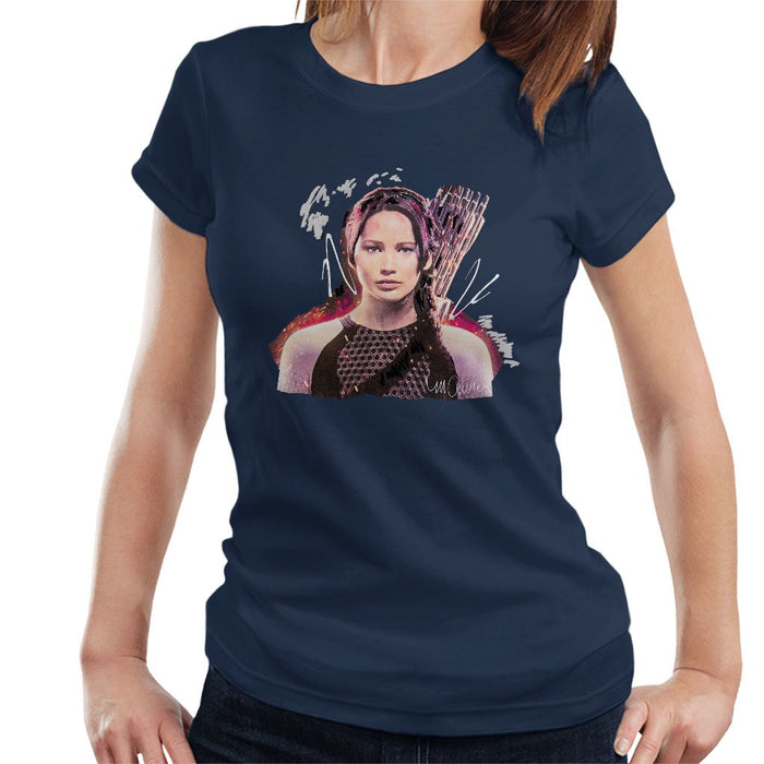 Sidney Maurer Original Portrait Of Jennifer Lawrence Hunger Games Womens T-Shirt - Womens T-Shirt