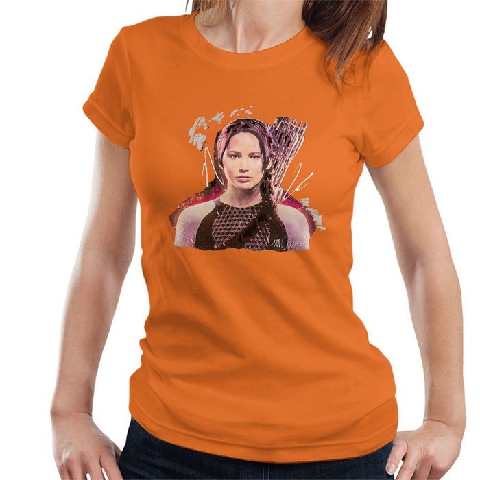 Sidney Maurer Original Portrait Of Jennifer Lawrence Hunger Games Womens T-Shirt - Womens T-Shirt