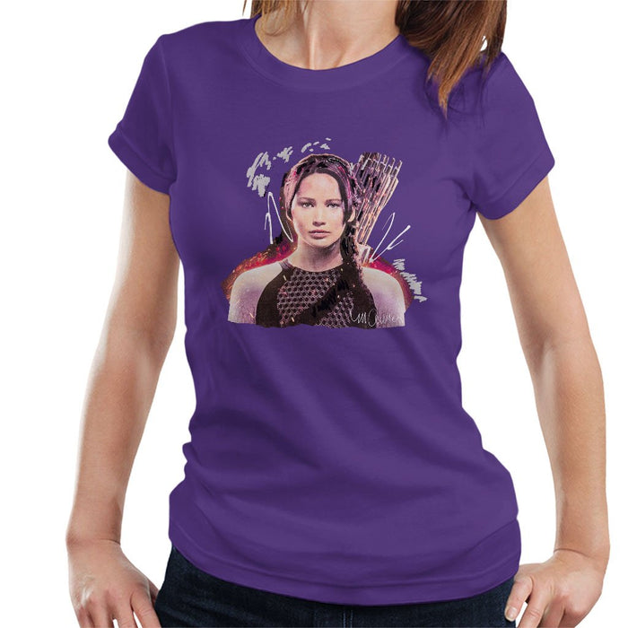 Sidney Maurer Original Portrait Of Jennifer Lawrence Hunger Games Womens T-Shirt - Womens T-Shirt
