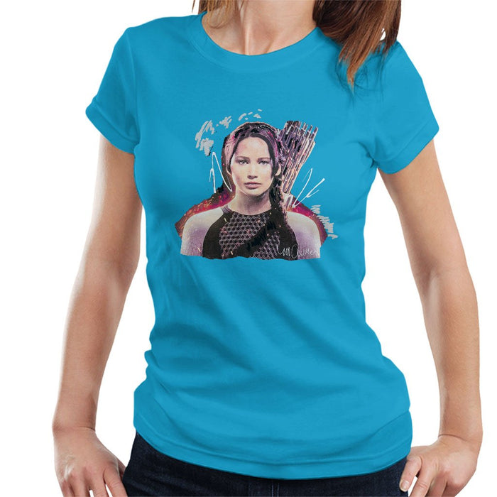 Sidney Maurer Original Portrait Of Jennifer Lawrence Hunger Games Womens T-Shirt - Womens T-Shirt