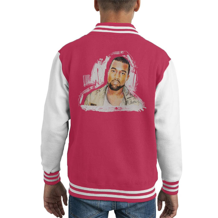 Sidney Maurer Original Portrait Of Kanye West Kids Varsity Jacket - Kids Boys Varsity Jacket
