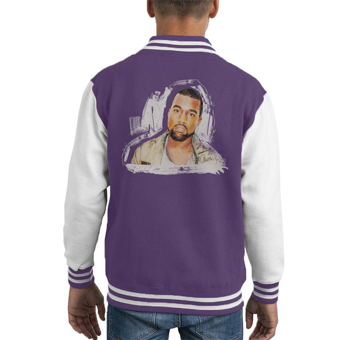 Sidney Maurer Original Portrait Of Kanye West Kids Varsity Jacket - Kids Boys Varsity Jacket