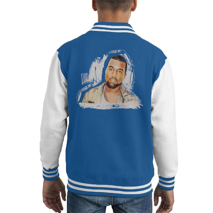 Sidney Maurer Original Portrait Of Kanye West Kids Varsity Jacket - X-Small (3-4 yrs) / Royal/White - Kids Boys Varsity Jacket