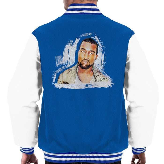 Sidney Maurer Original Portrait Of Kanye West Mens Varsity Jacket - Small / Royal/White - Mens Varsity Jacket