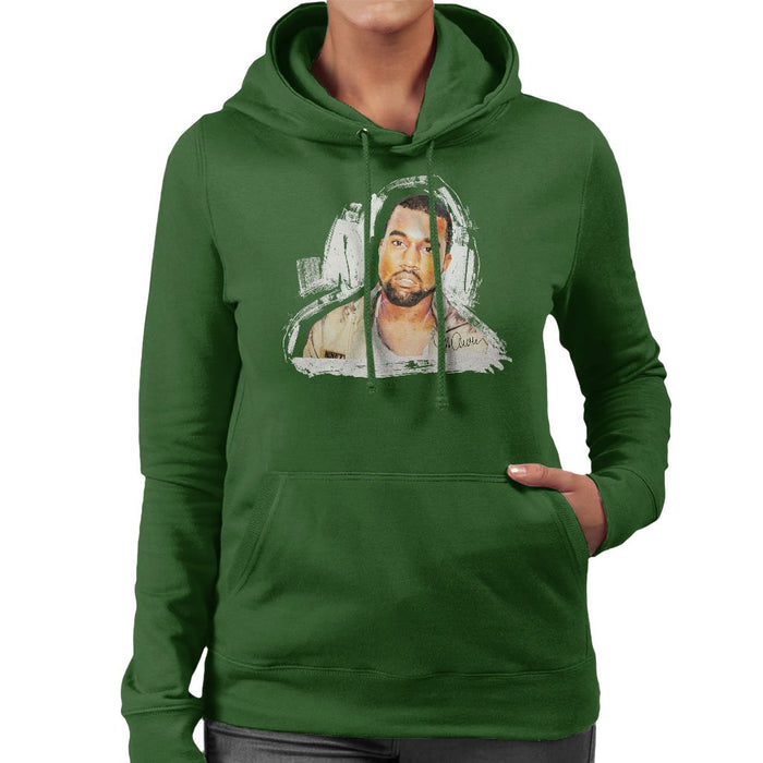 Sidney Maurer Original Portrait Of Kanye West Womens Hooded Sweatshirt - Womens Hooded Sweatshirt