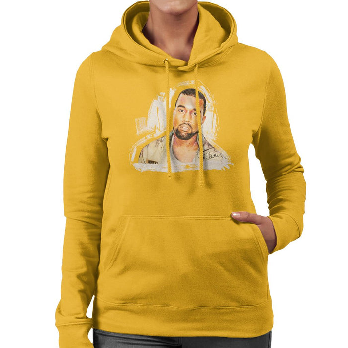 Sidney Maurer Original Portrait Of Kanye West Womens Hooded Sweatshirt - Womens Hooded Sweatshirt