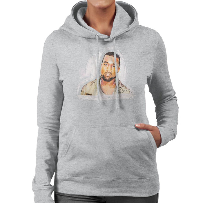 Sidney Maurer Original Portrait Of Kanye West Womens Hooded Sweatshirt - Womens Hooded Sweatshirt
