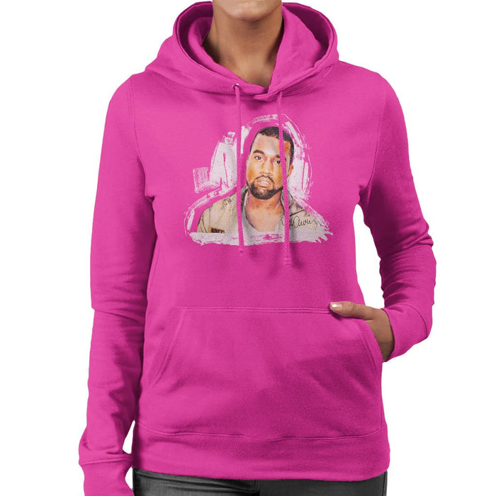 Sidney Maurer Original Portrait Of Kanye West Womens Hooded Sweatshirt - Womens Hooded Sweatshirt