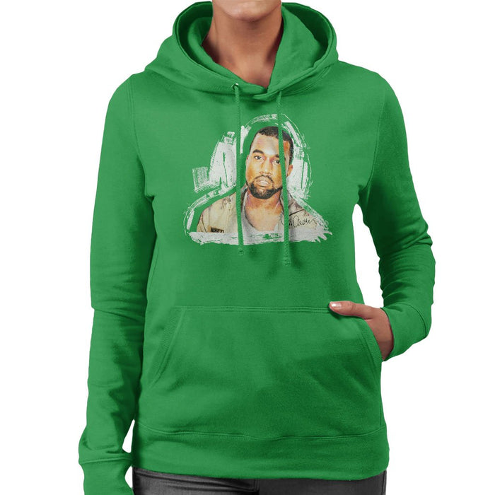 Sidney Maurer Original Portrait Of Kanye West Womens Hooded Sweatshirt - Womens Hooded Sweatshirt