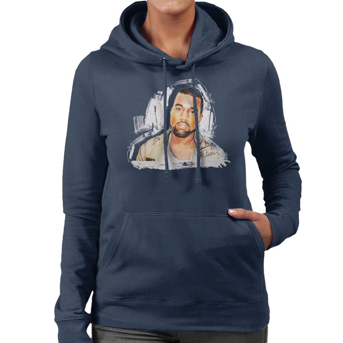 Sidney Maurer Original Portrait Of Kanye West Womens Hooded Sweatshirt - Womens Hooded Sweatshirt