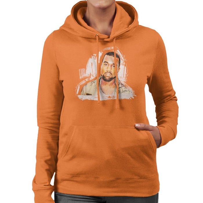 Sidney Maurer Original Portrait Of Kanye West Womens Hooded Sweatshirt - Womens Hooded Sweatshirt