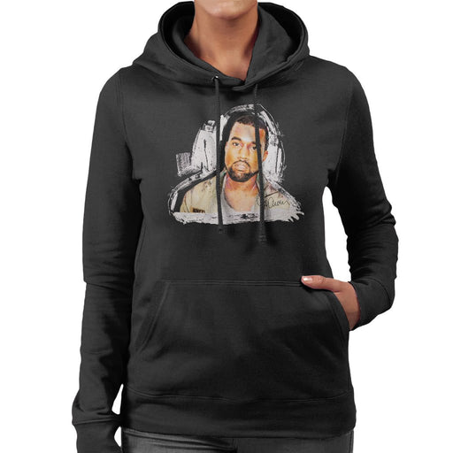 Sidney Maurer Original Portrait Of Kanye West Womens Hooded Sweatshirt - Womens Hooded Sweatshirt