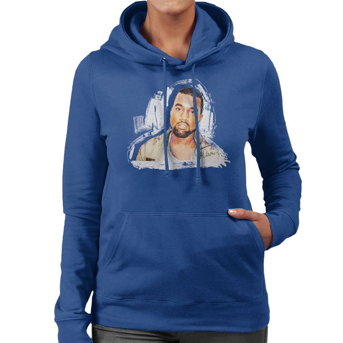 Sidney Maurer Original Portrait Of Kanye West Womens Hooded Sweatshirt - Womens Hooded Sweatshirt