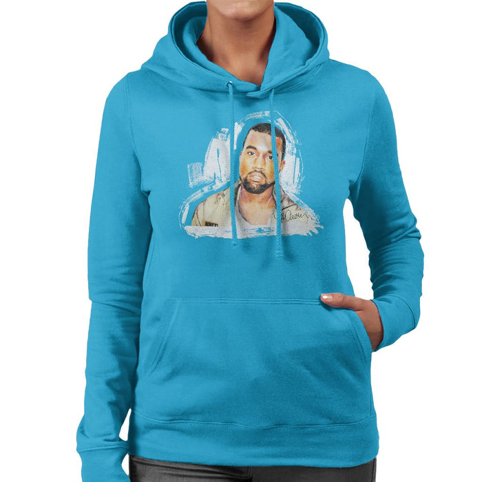 Sidney Maurer Original Portrait Of Kanye West Womens Hooded Sweatshirt - Womens Hooded Sweatshirt