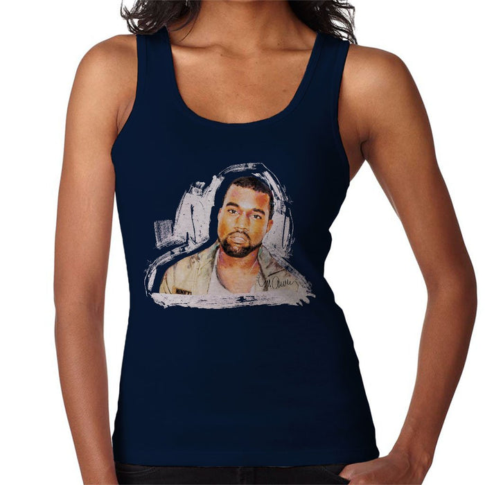 Sidney Maurer Original Portrait Of Kanye West Womens Vest - Small / Navy Blue - Womens Vest
