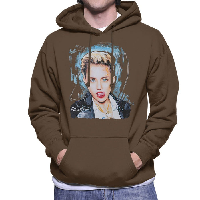 Sidney Maurer Original Portrait Of Miley Cyrus Licking Lips Mens Hooded Sweatshirt - Mens Hooded Sweatshirt