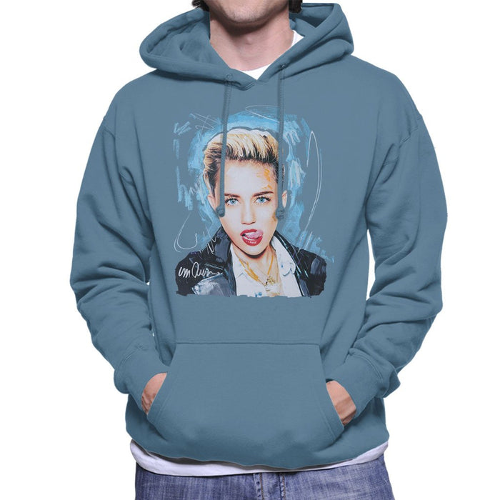 Sidney Maurer Original Portrait Of Miley Cyrus Licking Lips Mens Hooded Sweatshirt - Mens Hooded Sweatshirt