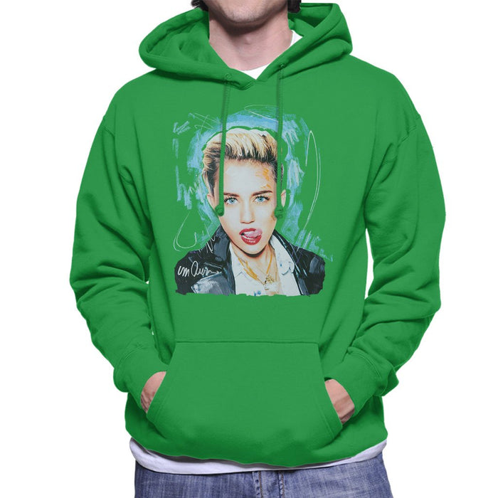 Sidney Maurer Original Portrait Of Miley Cyrus Licking Lips Mens Hooded Sweatshirt - Mens Hooded Sweatshirt