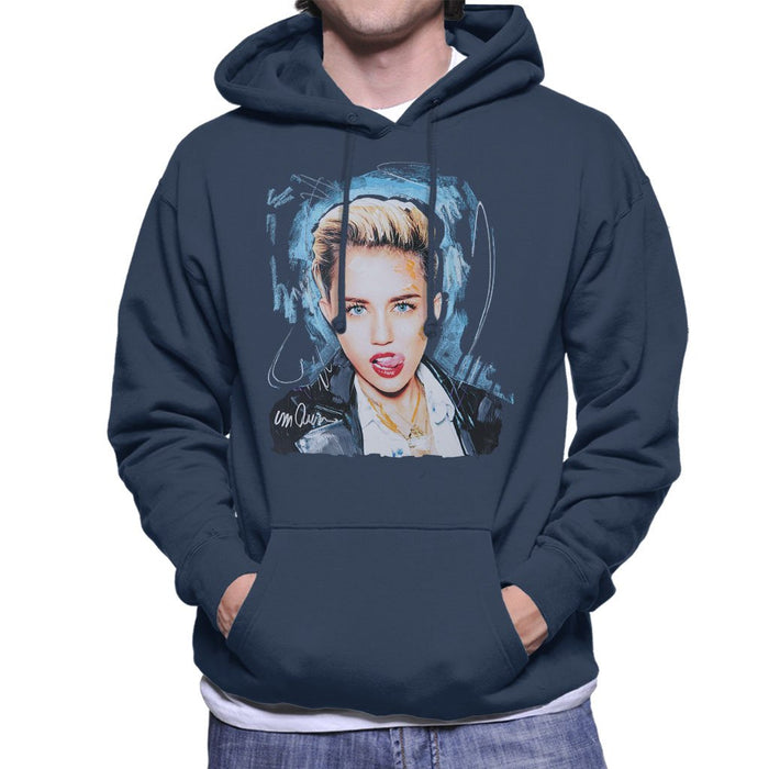 Sidney Maurer Original Portrait Of Miley Cyrus Licking Lips Mens Hooded Sweatshirt - Mens Hooded Sweatshirt