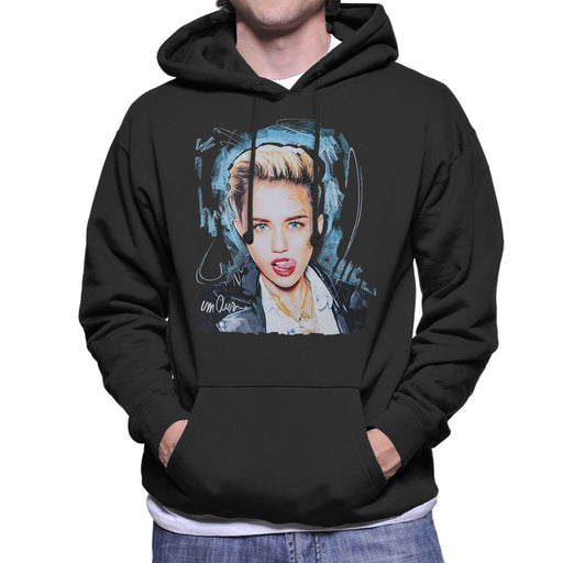 Sidney Maurer Original Portrait Of Miley Cyrus Licking Lips Mens Hooded Sweatshirt - Mens Hooded Sweatshirt