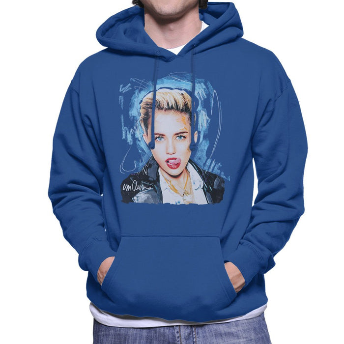 Sidney Maurer Original Portrait Of Miley Cyrus Licking Lips Mens Hooded Sweatshirt - Mens Hooded Sweatshirt