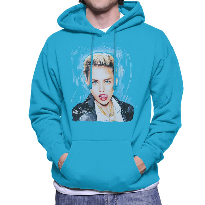 Sidney Maurer Original Portrait Of Miley Cyrus Licking Lips Mens Hooded Sweatshirt - Mens Hooded Sweatshirt