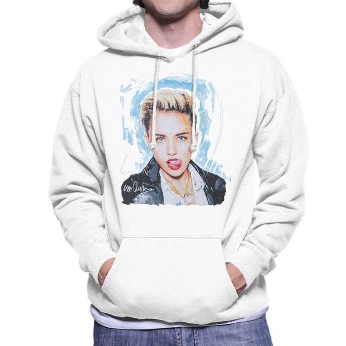 Sidney Maurer Original Portrait Of Miley Cyrus Licking Lips Mens Hooded Sweatshirt - Mens Hooded Sweatshirt