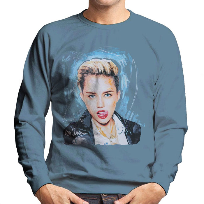Sidney Maurer Original Portrait Of Miley Cyrus Licking Lips Mens Sweatshirt - Mens Sweatshirt