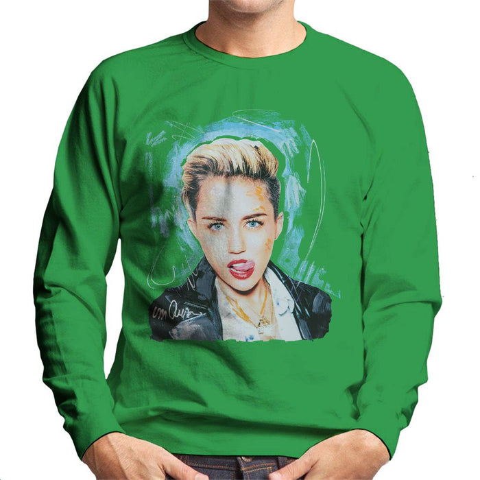 Sidney Maurer Original Portrait Of Miley Cyrus Licking Lips Mens Sweatshirt - Mens Sweatshirt