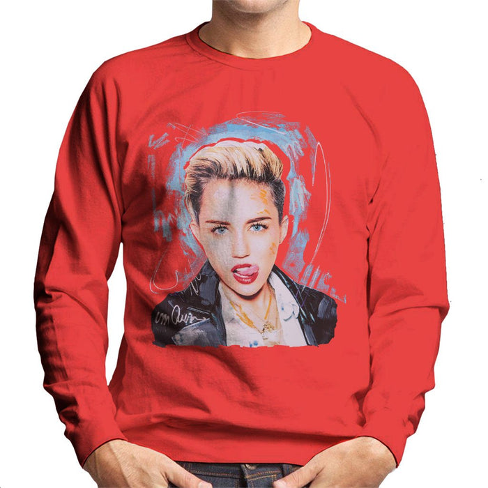 Sidney Maurer Original Portrait Of Miley Cyrus Licking Lips Mens Sweatshirt - Mens Sweatshirt