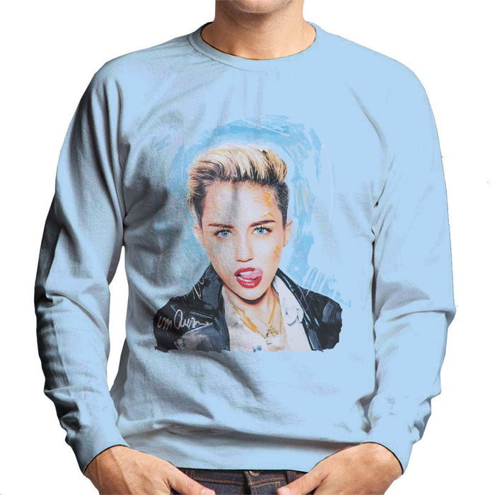 Sidney Maurer Original Portrait Of Miley Cyrus Licking Lips Mens Sweatshirt - Mens Sweatshirt