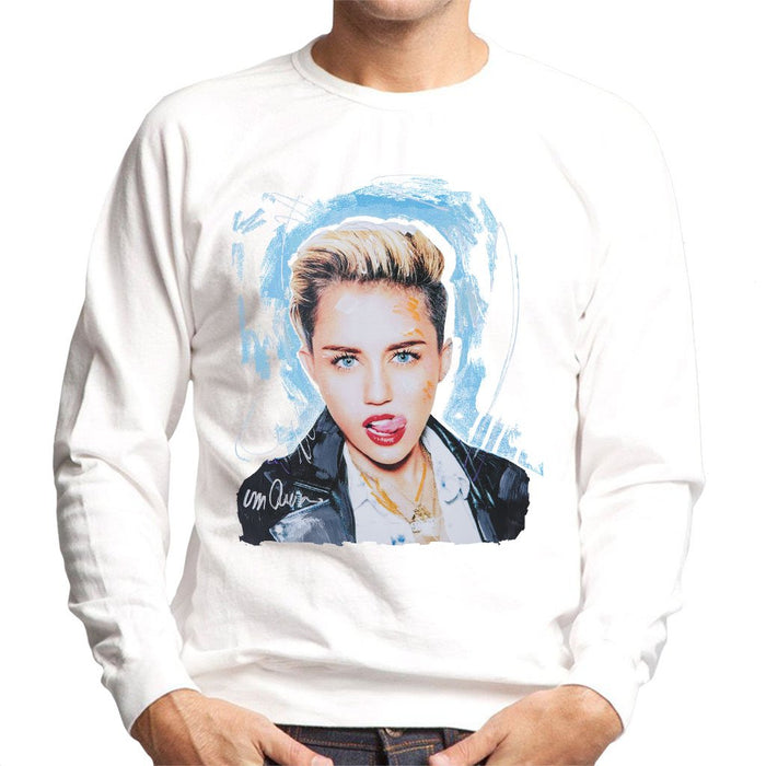 Sidney Maurer Original Portrait Of Miley Cyrus Licking Lips Mens Sweatshirt - Mens Sweatshirt
