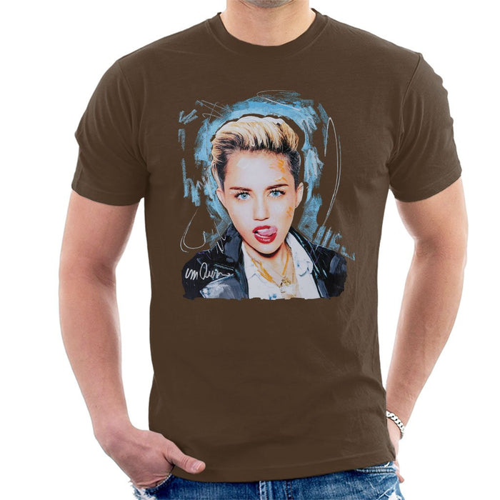 Sidney Maurer Original Portrait Of Miley Cyrus Licking Lips Mens T-Shirt - Mens T-Shirt