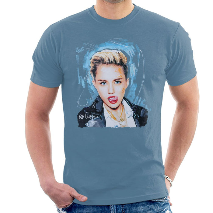 Sidney Maurer Original Portrait Of Miley Cyrus Licking Lips Mens T-Shirt - Mens T-Shirt