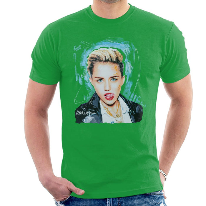 Sidney Maurer Original Portrait Of Miley Cyrus Licking Lips Mens T-Shirt - Mens T-Shirt