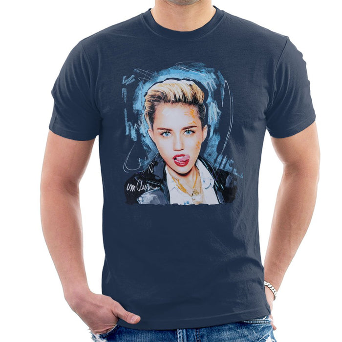 Sidney Maurer Original Portrait Of Miley Cyrus Licking Lips Mens T-Shirt - Mens T-Shirt