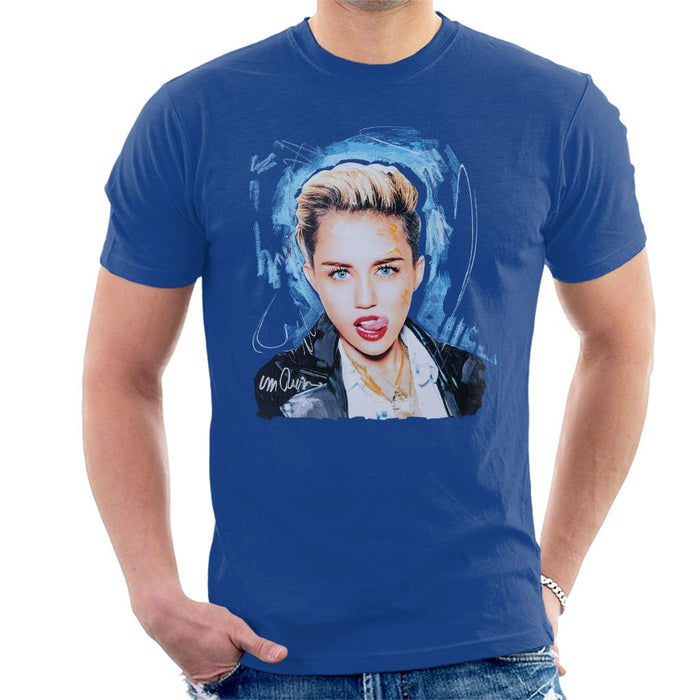 Sidney Maurer Original Portrait Of Miley Cyrus Licking Lips Mens T-Shirt - Mens T-Shirt