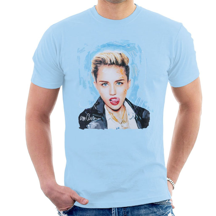 Sidney Maurer Original Portrait Of Miley Cyrus Licking Lips Mens T-Shirt - Mens T-Shirt