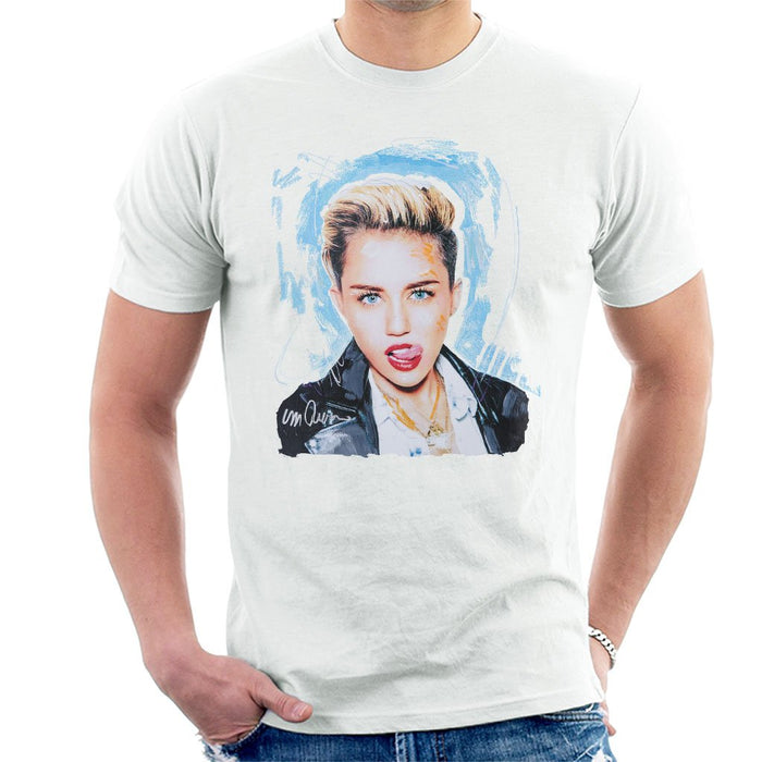Sidney Maurer Original Portrait Of Miley Cyrus Licking Lips Mens T-Shirt - Mens T-Shirt