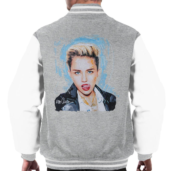 Sidney Maurer Original Portrait Of Miley Cyrus Licking Lips Mens Varsity Jacket - Mens Varsity Jacket