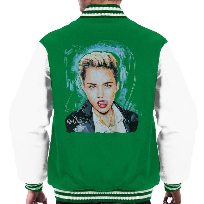 Sidney Maurer Original Portrait Of Miley Cyrus Licking Lips Mens Varsity Jacket - Mens Varsity Jacket