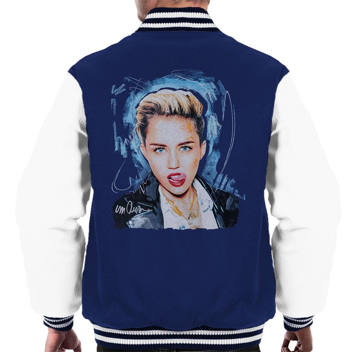 Sidney Maurer Original Portrait Of Miley Cyrus Licking Lips Mens Varsity Jacket - Mens Varsity Jacket