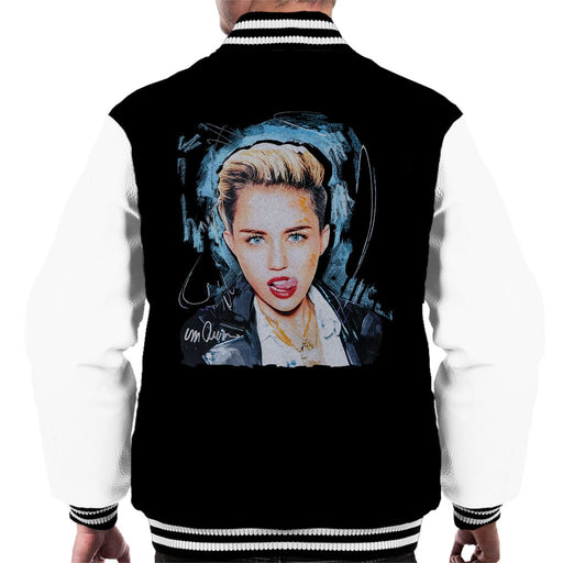 Sidney Maurer Original Portrait Of Miley Cyrus Licking Lips Mens Varsity Jacket - Mens Varsity Jacket