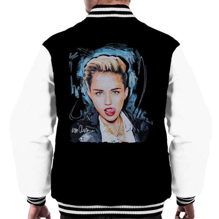 Sidney Maurer Original Portrait Of Miley Cyrus Licking Lips Mens Varsity Jacket - Mens Varsity Jacket