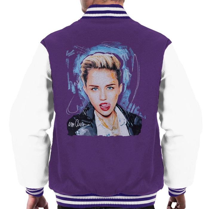 Sidney Maurer Original Portrait Of Miley Cyrus Licking Lips Mens Varsity Jacket - Mens Varsity Jacket