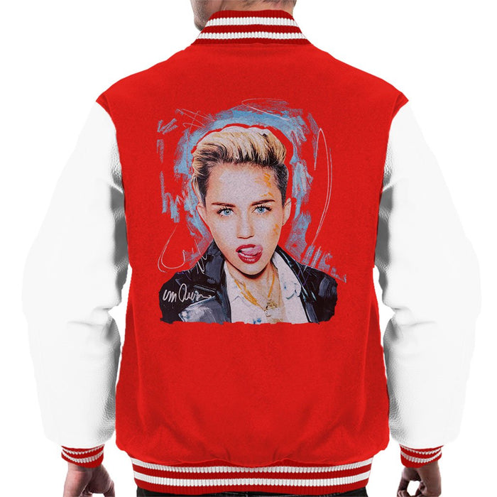 Sidney Maurer Original Portrait Of Miley Cyrus Licking Lips Mens Varsity Jacket - Mens Varsity Jacket
