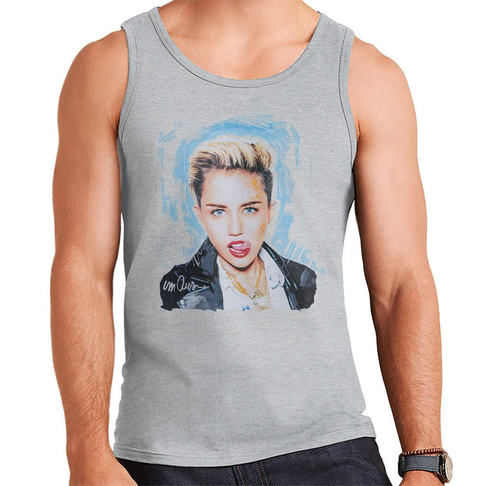 Sidney Maurer Original Portrait Of Miley Cyrus Licking Lips Mens Vest - Mens Vest