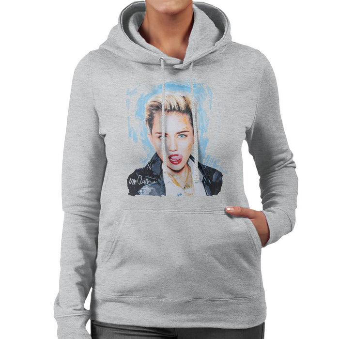Sidney Maurer Original Portrait Of Miley Cyrus Licking Lips Womens Hooded Sweatshirt - Womens Hooded Sweatshirt
